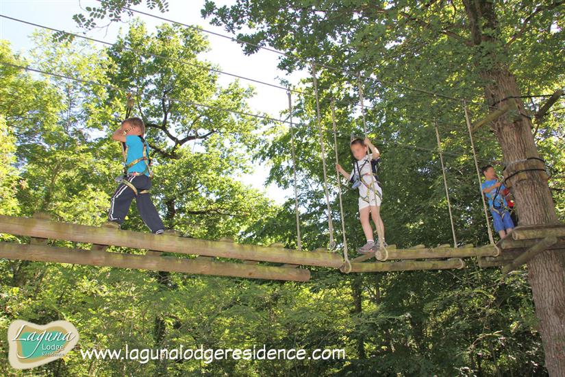 Tree climb parcours for small children Parc Aventure La Gataudière nearby Laguna Lodge Résidence on the Atlantic coast of France